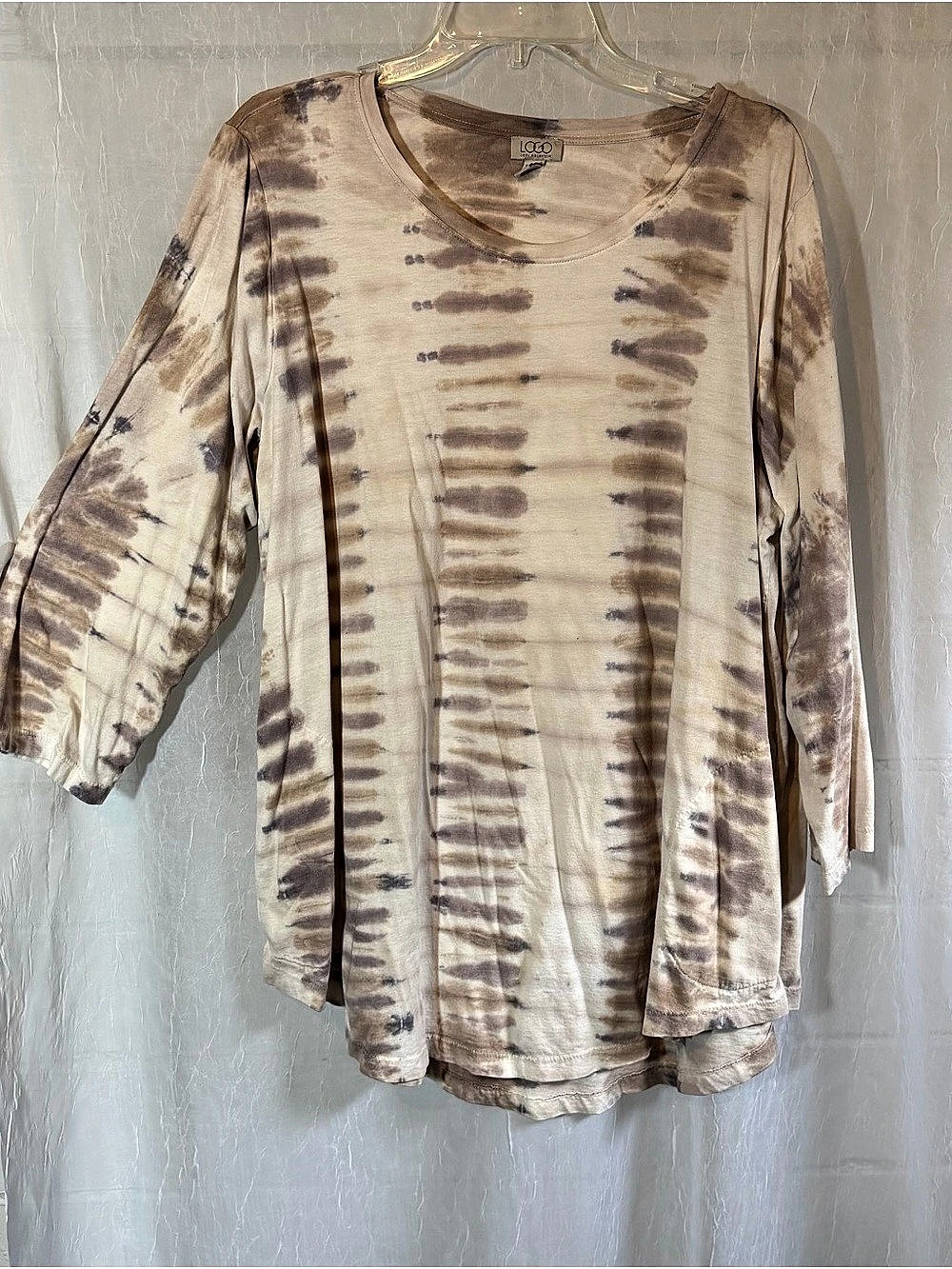 LOGO by Lori Goldstein Cotton Modal XL Long Sleeve Top Tie-Dye Long Sleeve